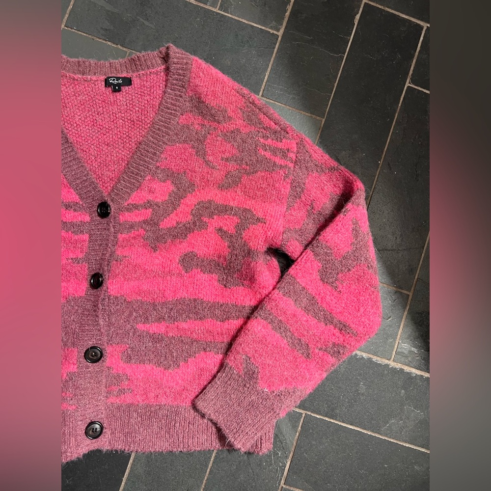 Rails Cynthia fuchsia pink camo wool alpaca blend button front cardigan - Picture 4 of 7
